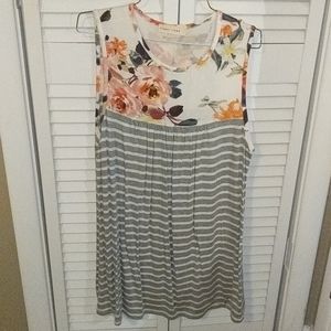Floral and strip tunic